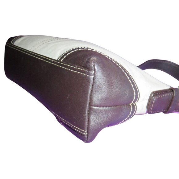 Coach 2007 Hamptons Cream & Brown Leather Demi Baguette Shoulder Bag F11195 - Picture 9 of 12